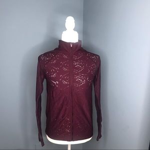 Fabletics Plum Zip Up Jacket w/ Thumb Holes